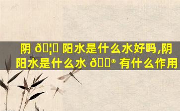阴 🦊 阳水是什么水好吗,阴阳水是什么水 💮 有什么作用